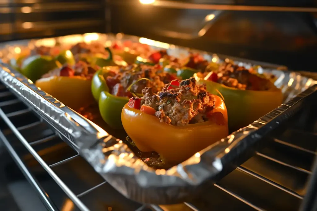 Bake Stuffed Peppers Covered or Uncovered