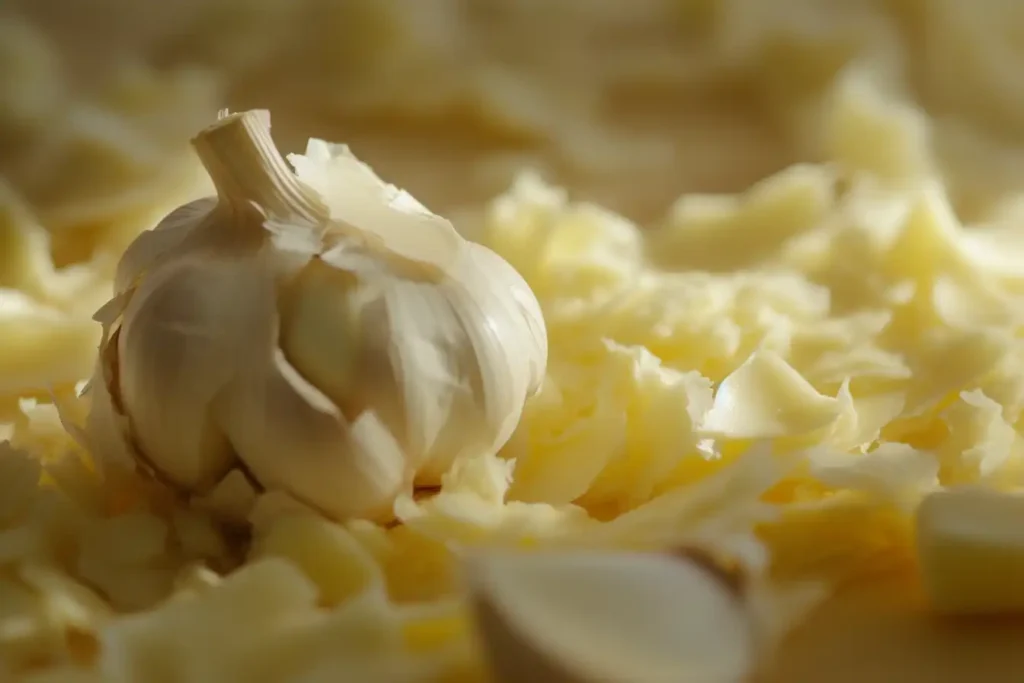 garlic surrounded by softened butter
